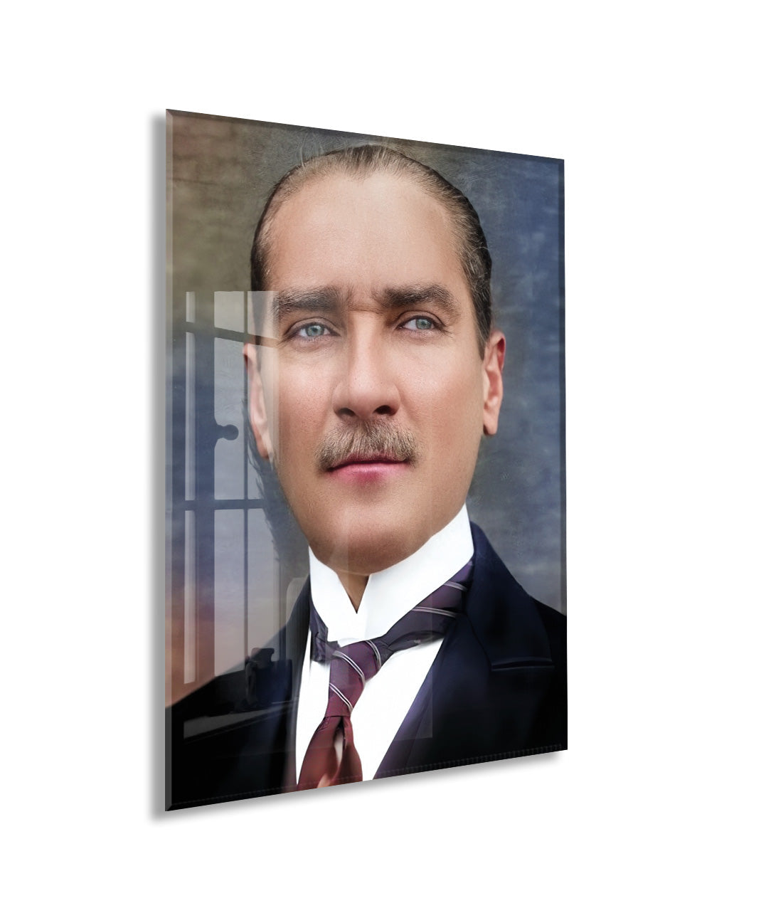 Atatürk Cam Tablo – Zamansız ve Asil Portre, 4 mm Temperli Cam Üzerine Modern Duvar Dekoru