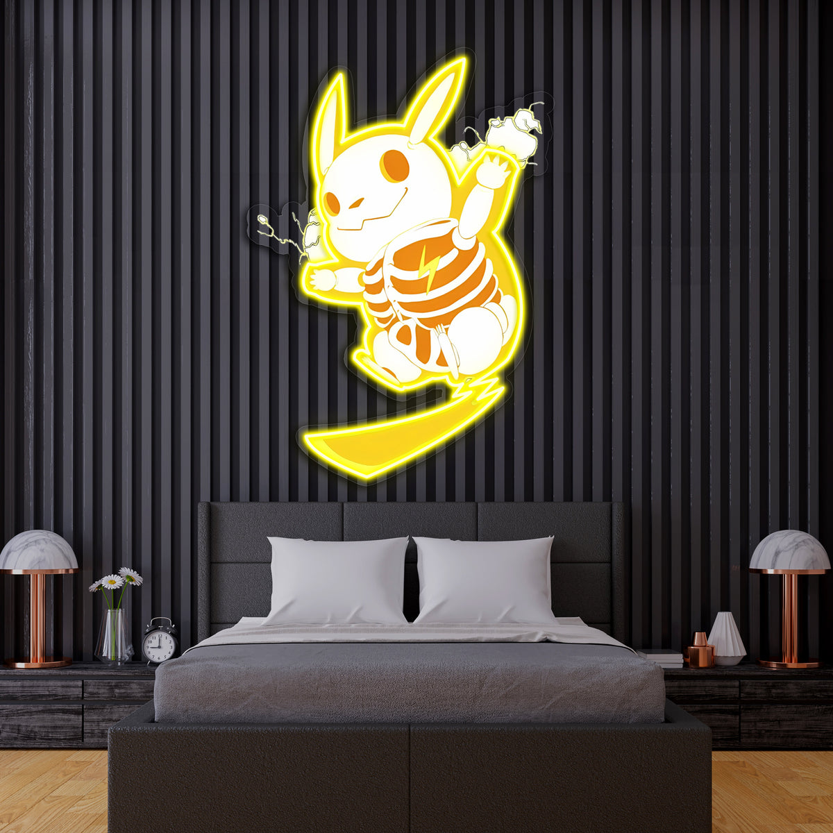 Pika Neon Duvar Dekoru | Sarı UV Baskı Pleksi LED Tablo