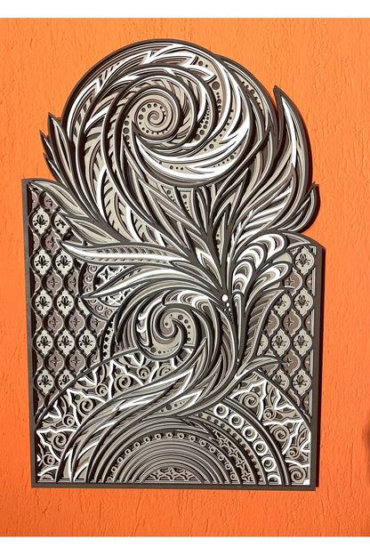 Modern Boho Mandala Tablo – El Boyaması 7 Katmanlı Ahşap Sanat