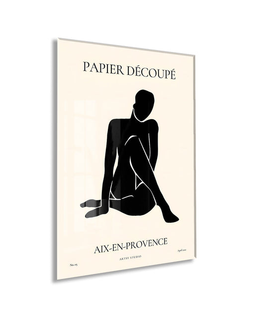 Papier Découpé Minimal Kadın Silüeti Cam Tablo