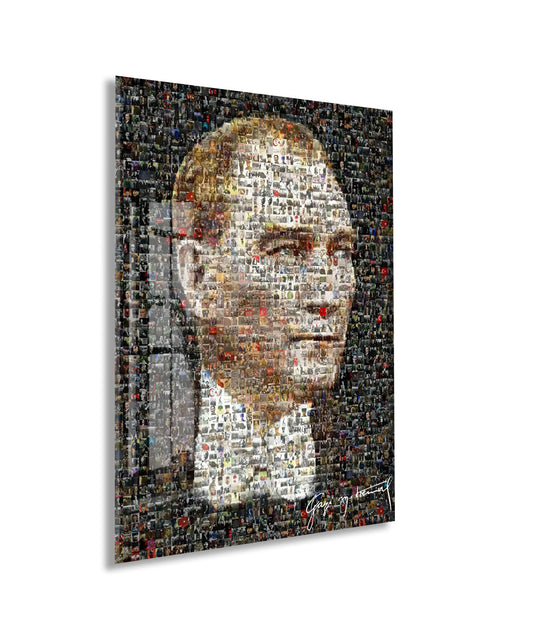 Atatürk Mozaik Cam Tablo | Binlerce Fotoğraftan Oluşan Atatürk Portresi, Modern ve Anlamlı Duvar Dekoru, UV Baskı Temperli Cam PeonyAta047