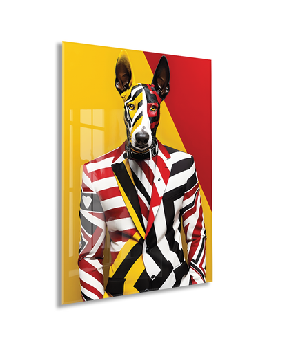 Modern Pop Art Köpek Portresi Cam Tablo – Renkli ve Şık Sanatsal UV Baskılı Temperli Cam Duvar Tablosu - Peony012