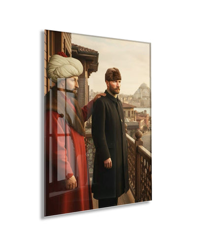 Atatürk Osmanlı’dan Cumhuriyet’e Cam Tablo – Tarihsel Geçiş ve Liderlik Temalı Cam Duvar Tablosu -PeonyAta064