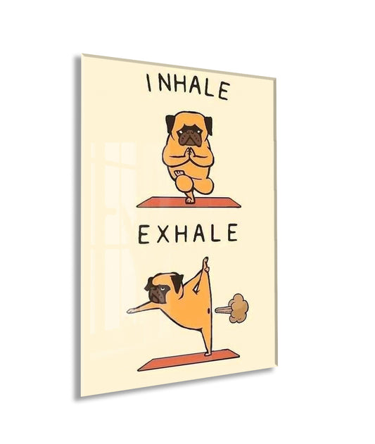 Yoga Yapan Pug Cam Tablo – Mizahi ve Eğlenceli Duvar Dekoru - Peony095