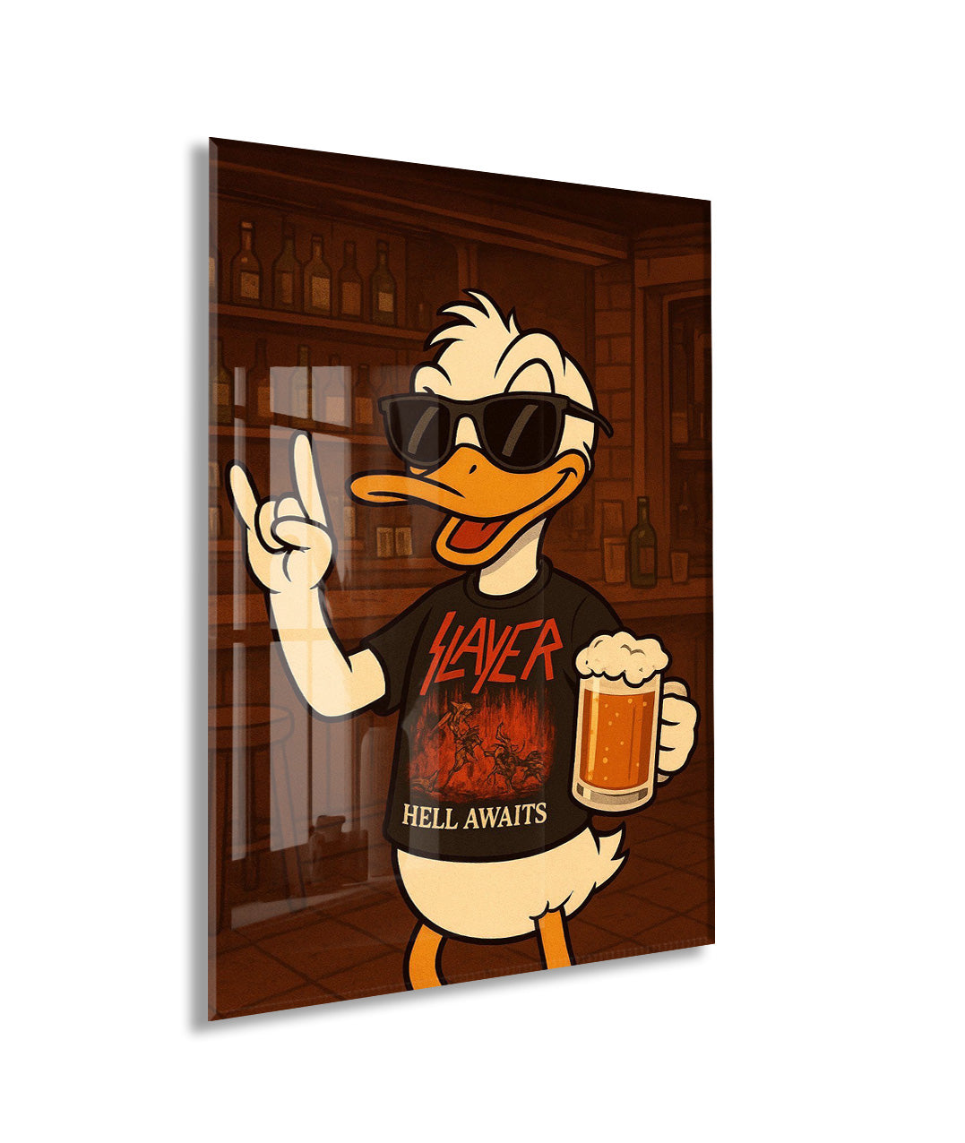 Daffy Duck Metal Müzik Temalı Duvar Dekorasyonu – Bar Konseptli Tasarım - Peony110