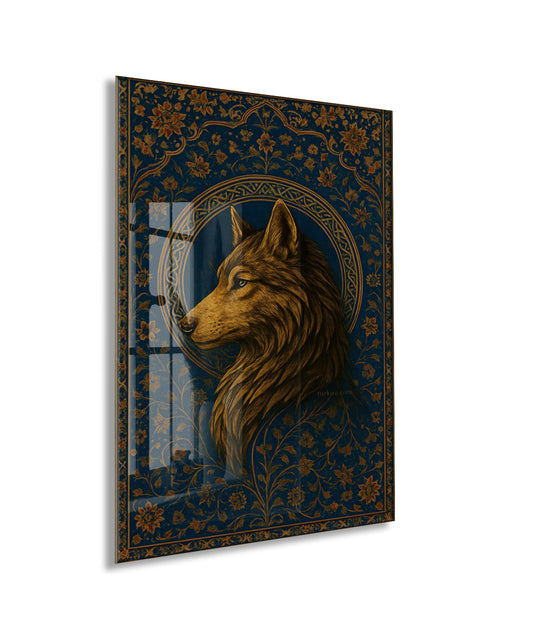 Bozkurt Motifli Türk Mitolojisi Cam Tablo – Asalet ve Bağımsızlık Sembolü - PeonyTrk03