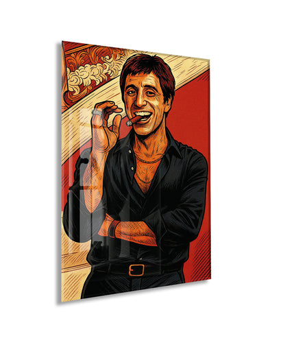 Tony Montana Cigar Art – Gangster Film Temalı Cam Tablo - Peony112