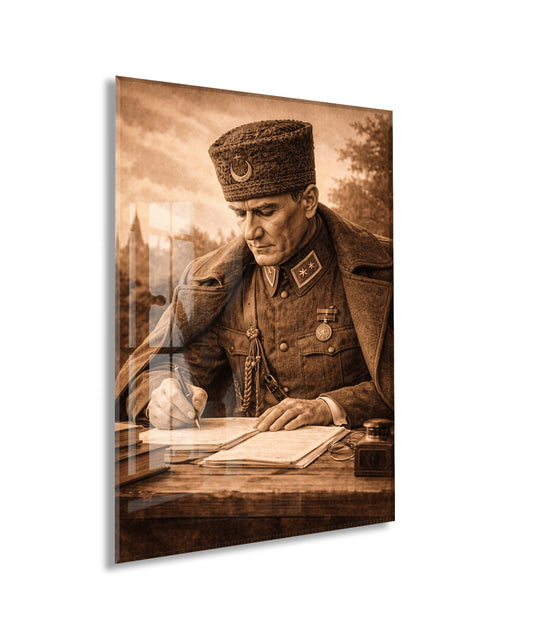 Mustafa Kemal Atatürk Cam Tablo - PeonyAta030