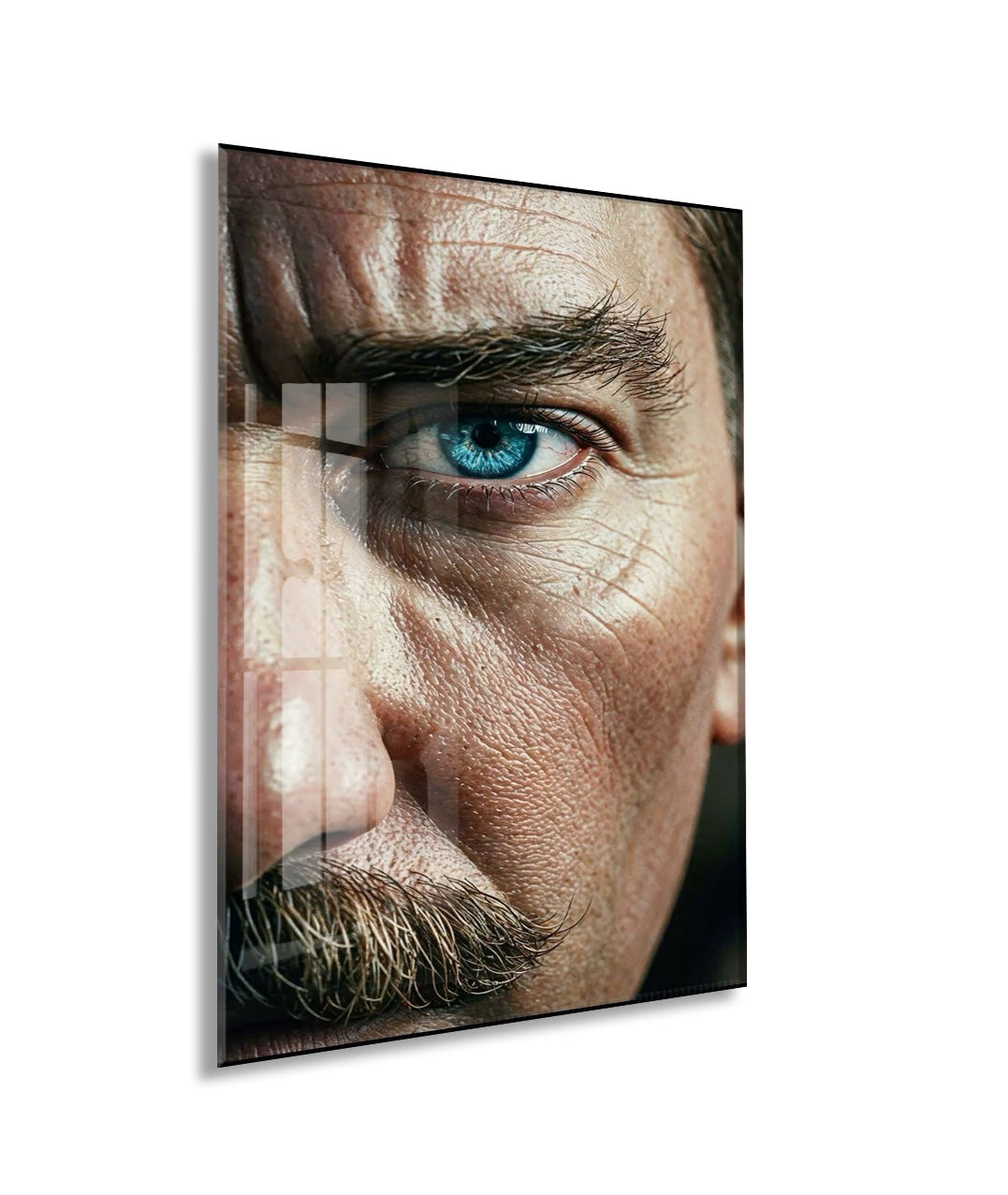 Atatürk Bakışı Cam Tablo – Yakın Plan Portre ile Cumhuriyetin Gücünü Yansıtan Duvar Sanatı -PeonyAta059