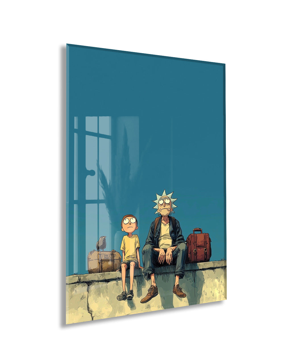 Rick and Morty Bavullu Sahne – Bilim Kurgu Cam Duvar Dekoru - Peony131