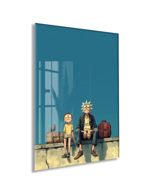 Rick and Morty Bavullu Sahne – Bilim Kurgu Cam Duvar Dekoru - Peony131
