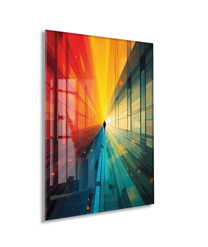 Işığa Doğru – Geleceğe Yürüyüşü Anlatan Modern Cam Tablo - Peony047