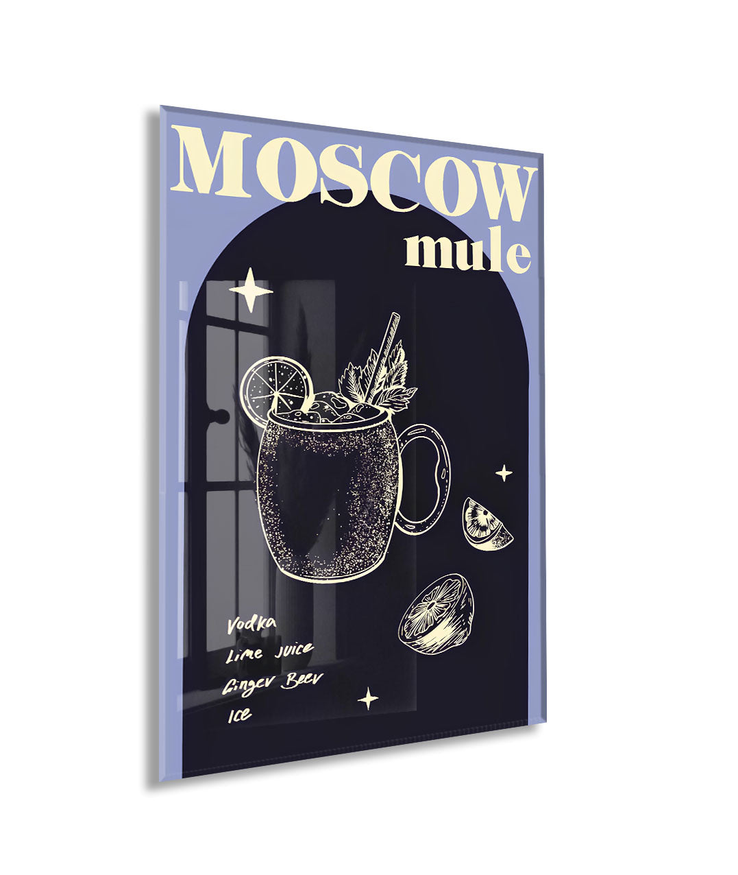 Moscow Mule Kokteyl Cam Tablo | Modern Mutfak ve Bar Dekoru UV Baskılı Temperli Cam - Peony143