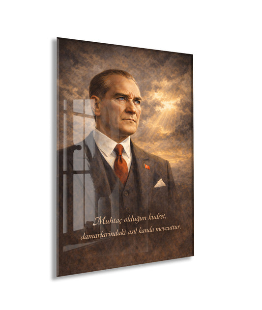 Mustafa Kemal Atatürk Cam Tablo- PeonyAta008
