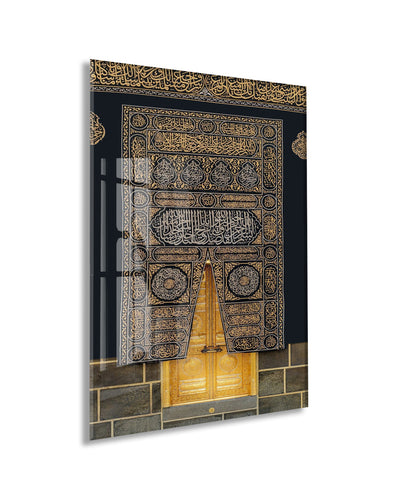 Kabe Kapısı Hat Sanatı Cam Tablo – Altın Detaylı İslami Duvar Dekoru Tasarımı - PeonyDini156