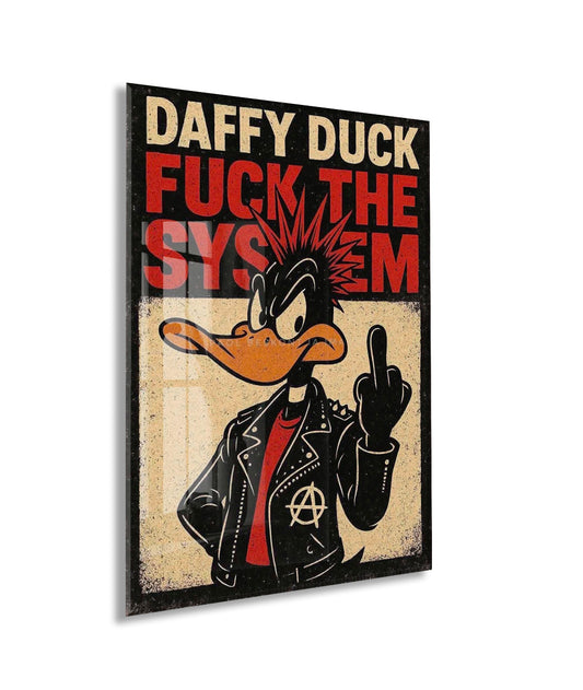 Daffy Duck Fuck The System Cam Tablo – Punk Temalı Duvar Dekorasyonu - Peony109