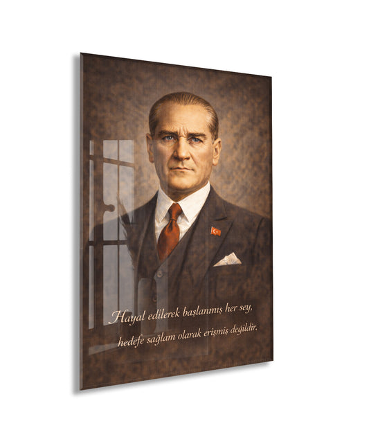 Mustafa Kemal Atatürk Cam Tablo - PeonyAta014