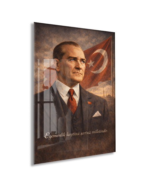 Mustafa Kemal Atatürk Cam Tablo- PeonyAta006