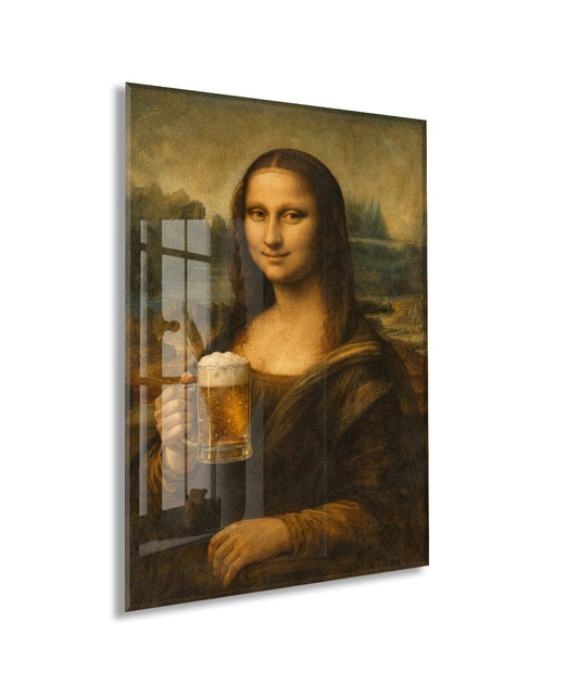 Bar Köşesine Özel Mizahi Cam Tablo – Klasik Sanat Modern Dokunuş - Peony092