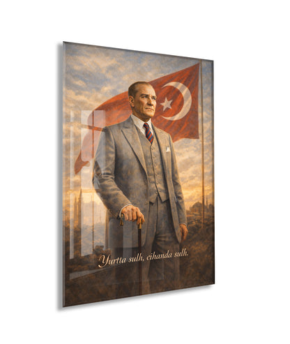 Mustafa Kemal Atatürk Cam Tablo - PeonyAta004
