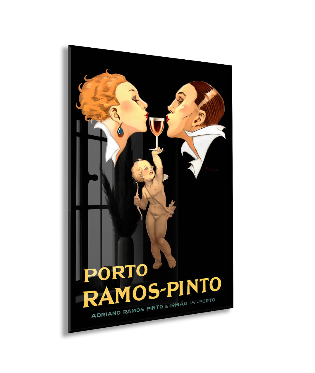 Ramos Pinto Vintage Cam Tablo | Art Deco Şarap Posteri UV Baskılı Temperli Cam Duvar Dekoru - Peony154