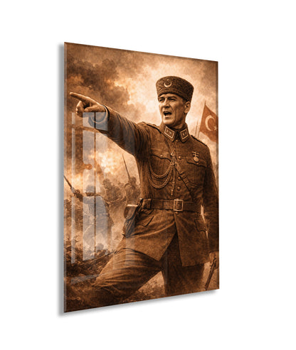 Mustafa Kemal Atatürk Cam Tablo - PeonyAta034