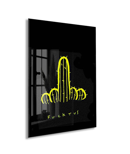 Underground Neon Kaktüs Cam Tablo – Genç Odası ve Bar Dekoru - Peony097