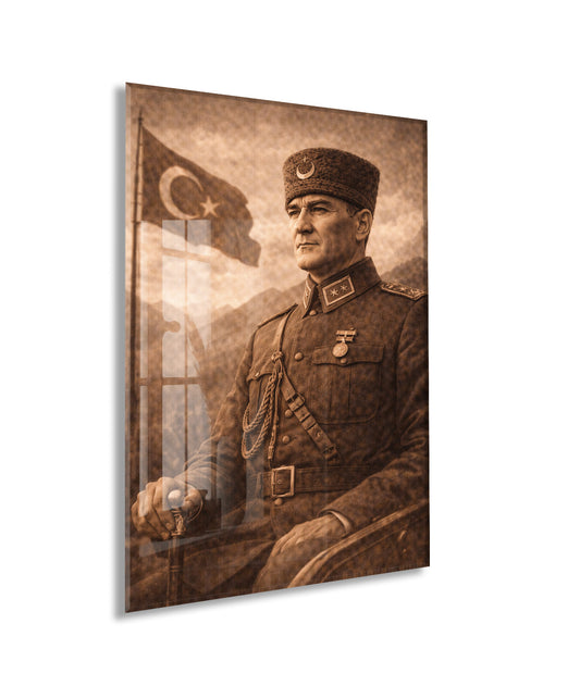 Mustafa Kemal Atatürk Cam Tablo - PeonyAta033