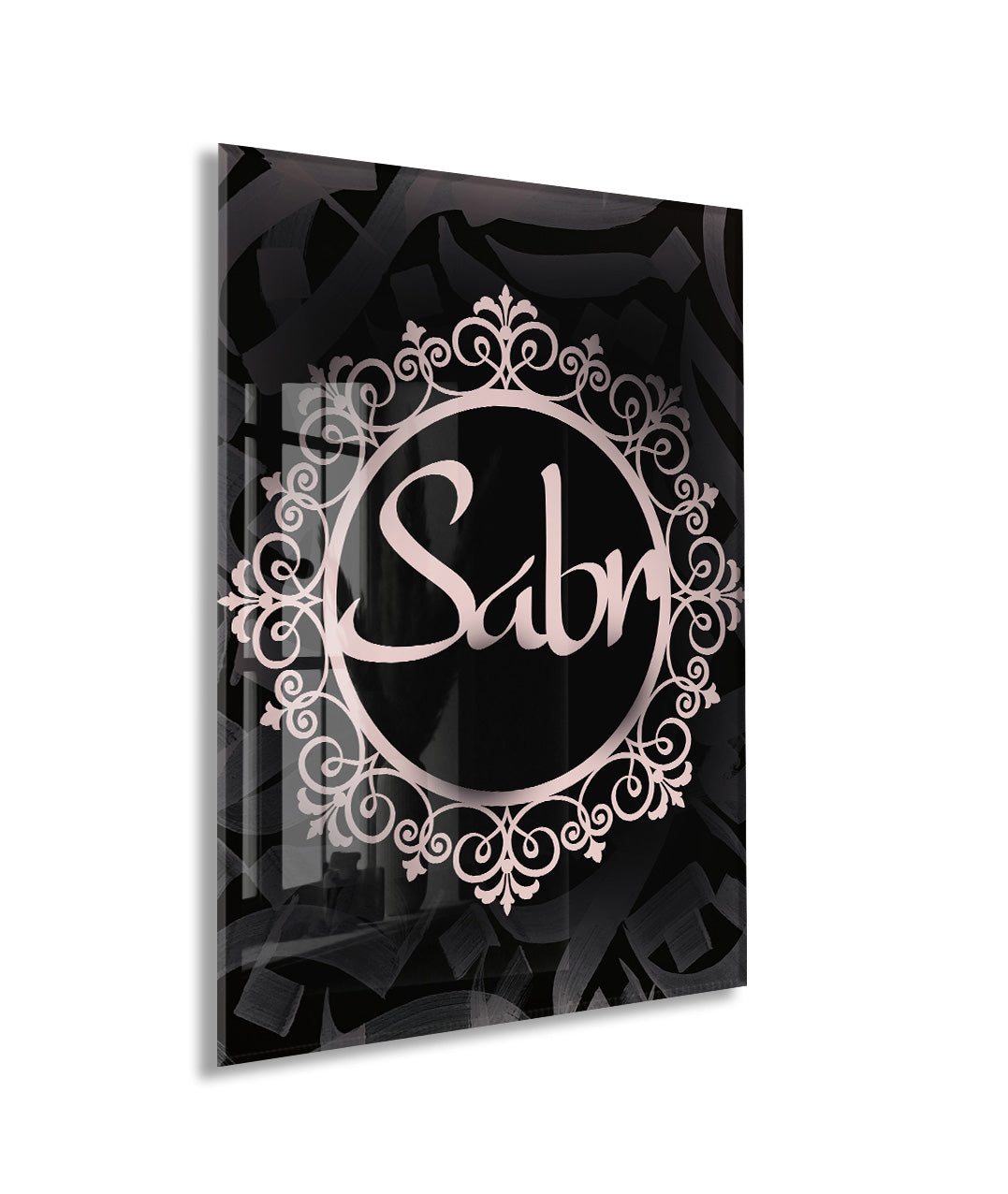 Sabır Yazılı İslami Cam Tablo- PeonyDini052