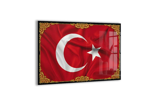 Türk Bayrağı Cam Tablo | 4 mm Temperli UV Baskılı Duvar Tablosu -PeonyAta1320