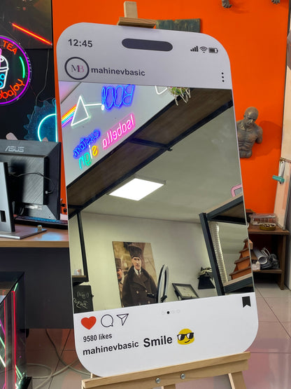 Kişiye Özel Instagram Selfie Aynası | Logo Baskılı İşletme Aynası | 4 mm Gerçek Ayna
