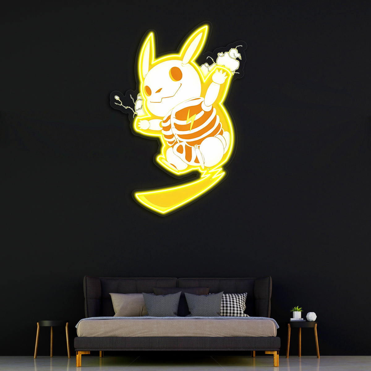 Pika Neon Duvar Dekoru | Sarı UV Baskı Pleksi LED Tablo