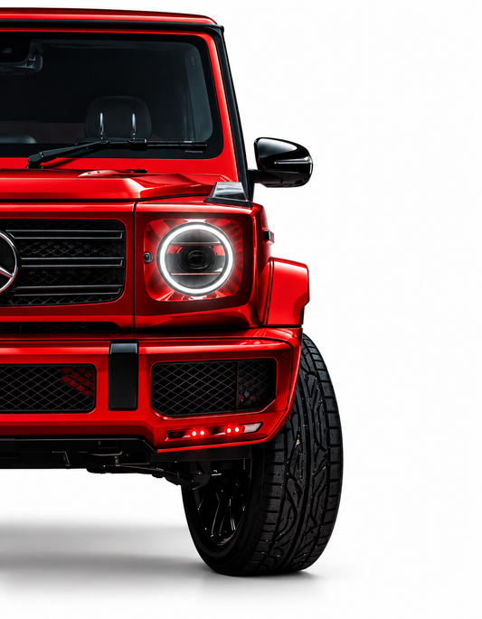 Kırmızı SUV UV Baskı Neon Duvar Dekoru | Pleksi Üzeri LED Işıklı Tablo | Lüks Araç Duvar Sanatı