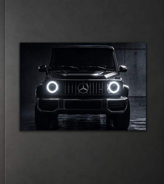 Siyah SUV Araba UV Baskı Neon Duvar Dekoru | Lüks Otomobil Pleksi Tablo | Modern Salon ve Ofis Duvar Sanatı
