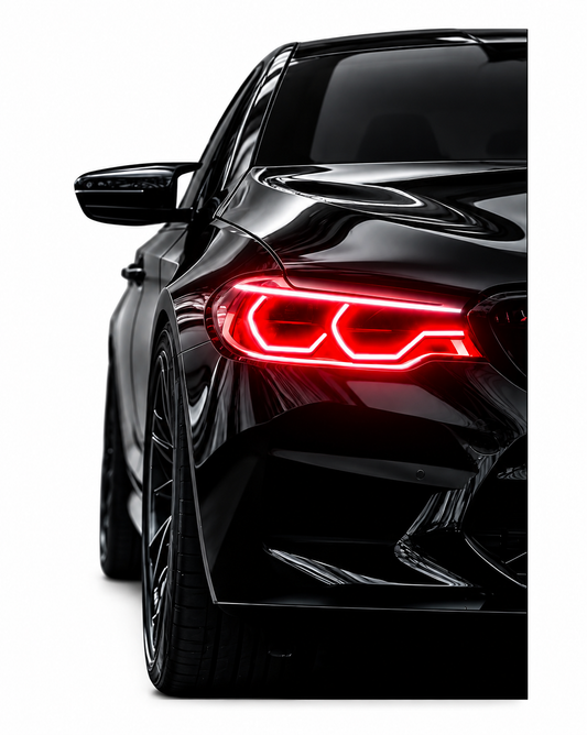 Siyah Spor Otomobil UV Baskı Neon Duvar Tablosu | Kırmızı LED Işıklı Pleksi Duvar Dekoru | Modern Otomobil Sanatı