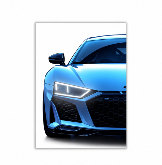Audi R Tarzı UV Baskı Neon Duvar Dekoru | Pleksi Işıklı Spor Araba Tablo | Gamer Room Dekorasyonu
