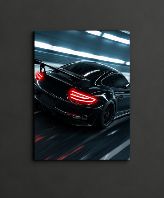 Siyah GT3 Tarzı UV Baskı Neon Duvar Dekoru | Pleksi Işıklı Yarış Araba Tablo | Modern Ev ve Ofis Dekoru
