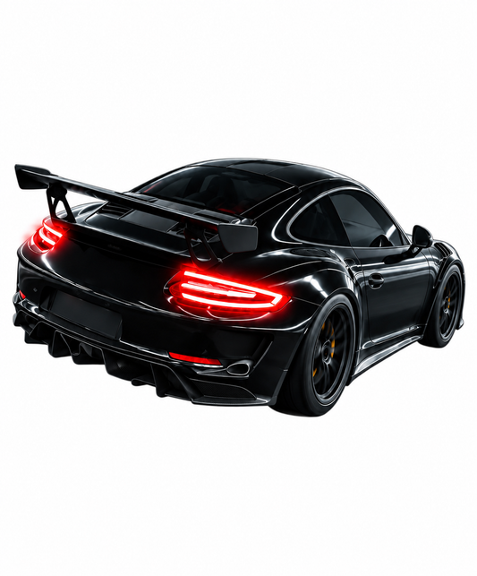 Siyah GT3 Tarzı UV Baskı Neon Duvar Dekoru | Pleksi Işıklı Yarış Araba Tablo | Modern Ev ve Ofis Dekoru