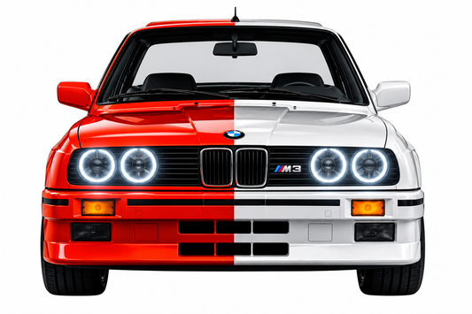 E30 BMW M Tarzı UV Baskı Neon Duvar Dekoru | Klasik Araba Pleksi Işıklı Tablo | Gamer Room Duvar Sanatı