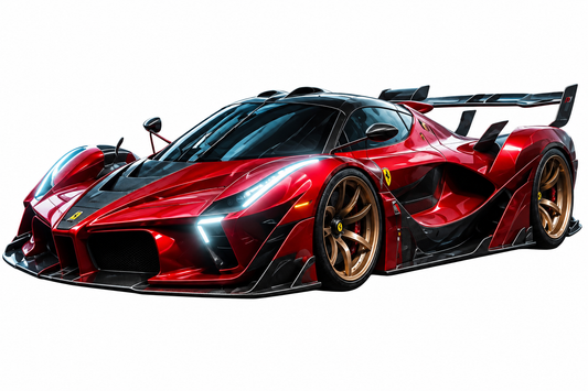 Kırmızı Hypercar Tarzı UV Baskı Neon Duvar Dekoru | Pleksi Işıklı Spor Araba Tablo | Gamer Room Duvar Sanatı