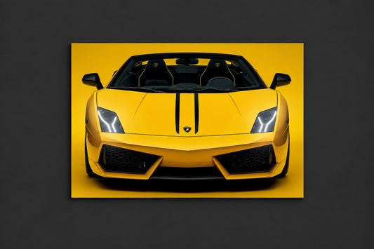 Sarı Lamborghini Tarzı UV Baskı Neon Duvar Dekoru | Pleksi Işıklı Spor Araba Tablo | Gamer Room Duvar Sanatı