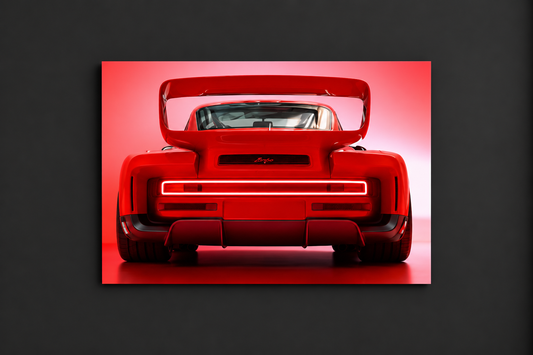 Kırmızı Muscle Car UV Baskı Neon Duvar Dekoru | Gamer Room Işıklı Araba Tablo | Pleksi Duvar Sanatı