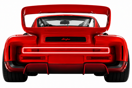 Kırmızı Muscle Car UV Baskı Neon Duvar Dekoru | Gamer Room Işıklı Araba Tablo | Pleksi Duvar Sanatı