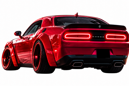 Kırmızı Muscle Car UV Baskı Neon Duvar Dekoru | Pleksi Işıklı Spor Araba Tablo | Modern Ev ve Ofis Dekoru