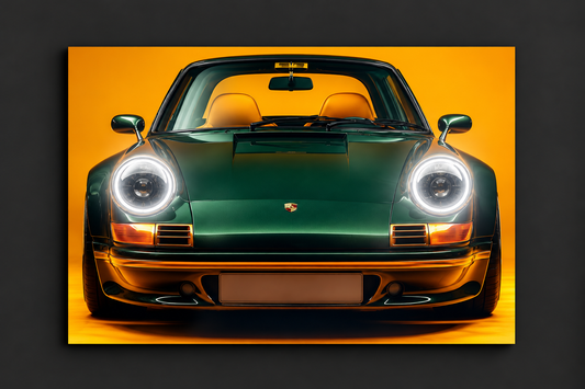 Porsche 911 Retro Model UV Baskı Neon Duvar Dekoru | Pleksi Işıklı Spor Araba Tablo | Modern Ev ve Ofis Dekoru