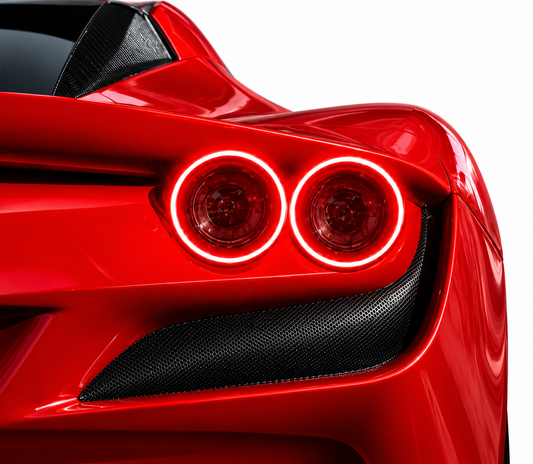 Kırmızı Spor Otomobil UV Baskı Neon Tablo | Pleksi LED Duvar Dekoru | Lüks Otomobil Arka Stop Tasarımı