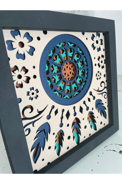 Renkli Rüya Kapanı Katmanlı Ahşap Tablo – 5 Katman El Yapımı Spiritüel Dekor