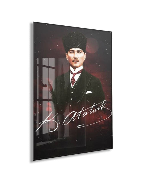Mustafa Kemal Atatürk | Modern Cam Tablo-PeonyAta086
