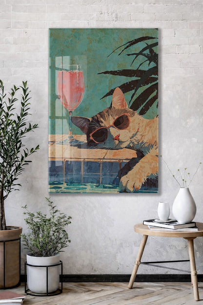 Cool Kedi İllüstrasyonu – Genç Odası ve Salon Dekoru - Peony125