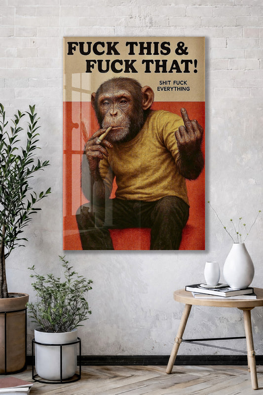 Underground Tarz Maymun Cam Tablo – Genç Odası ve Bar Dekoru - Peony093